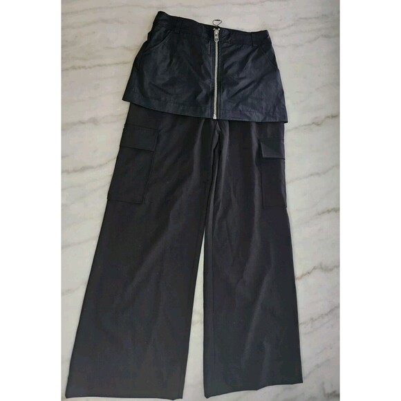 Zara Wide Leg Cargo Black Pants, Woman Size Small - Picture 3 of 8